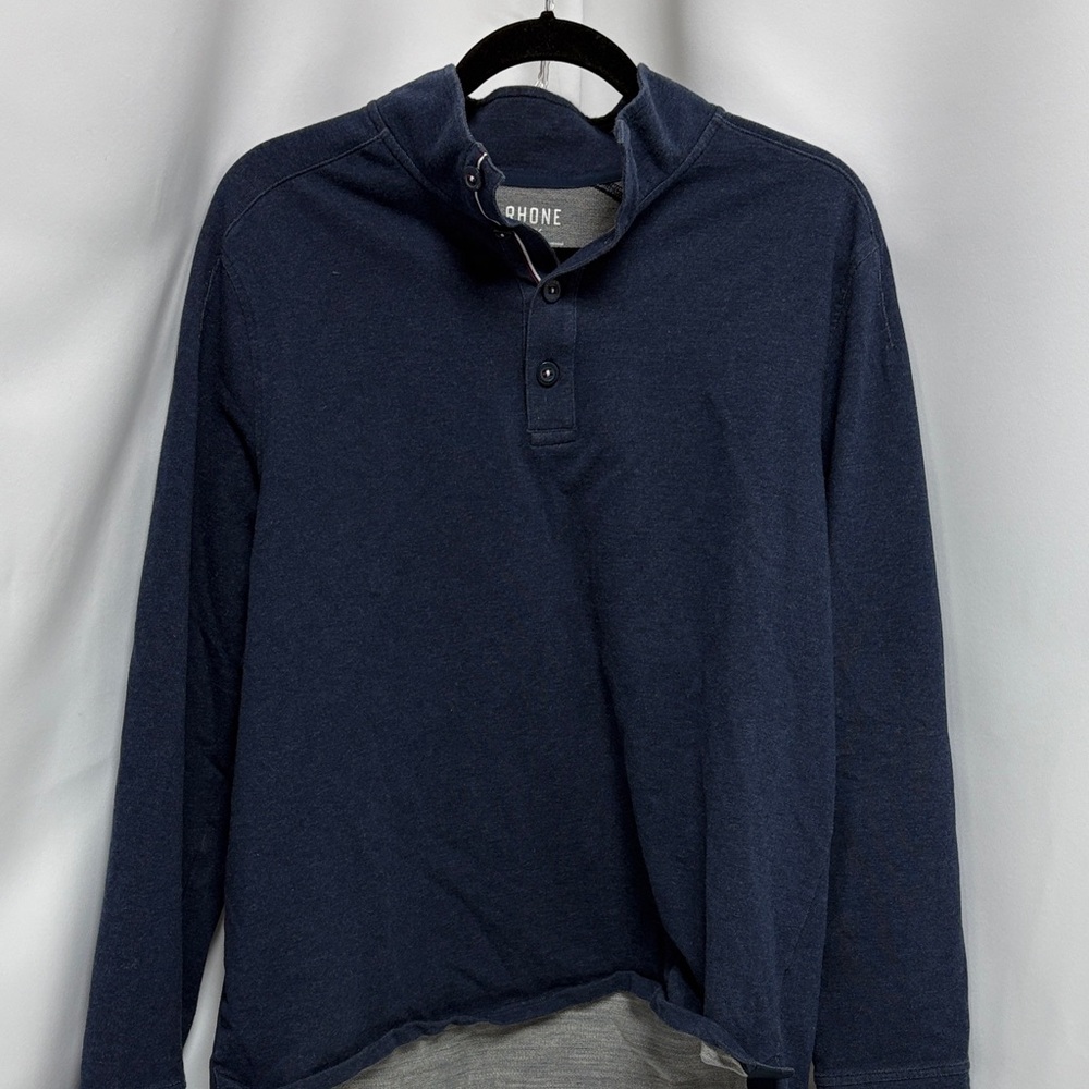 Rhone Faroe Island Long Sleeve Performance Polo Navy Blue Large